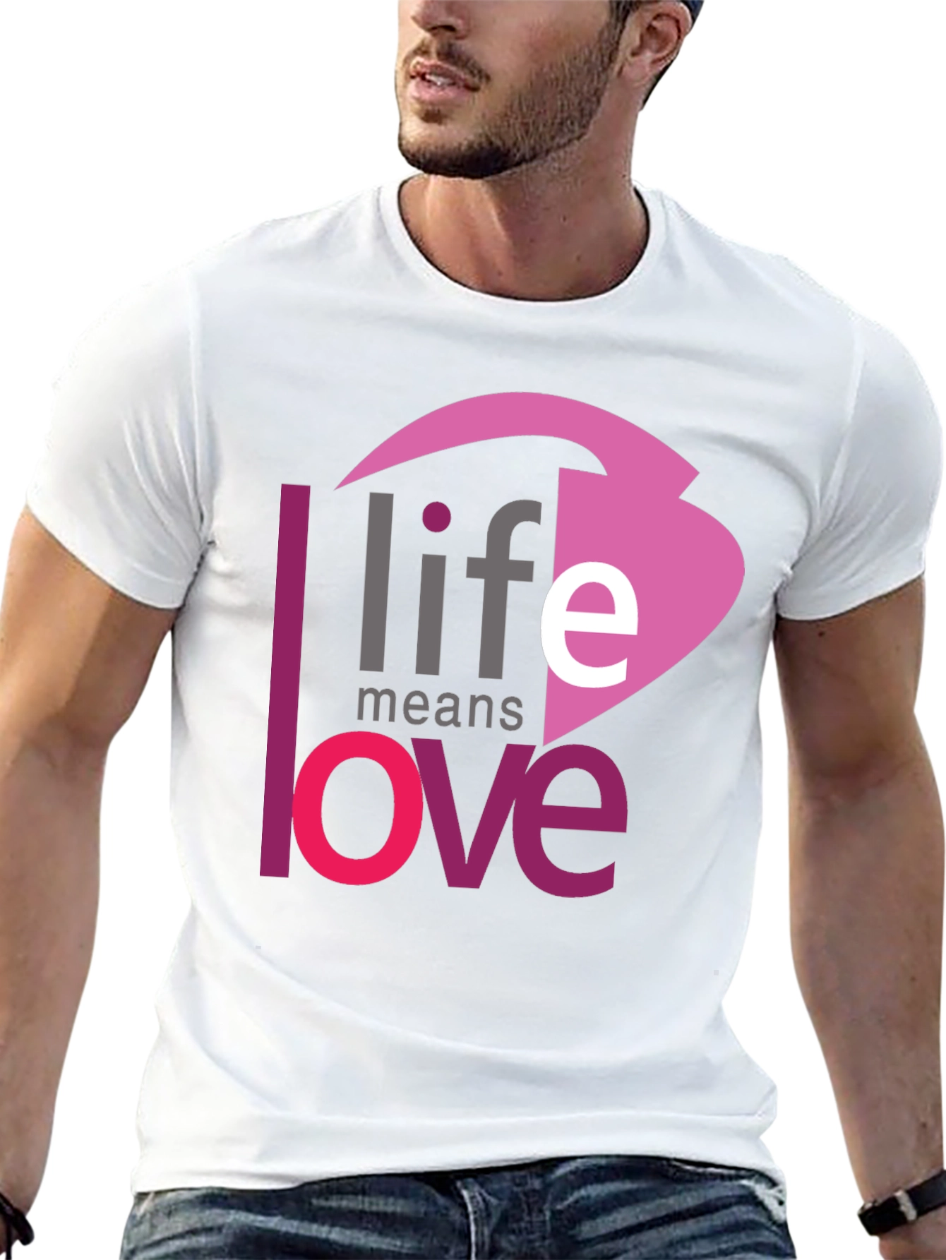 Life Means Love Graphic Black T-Shirt