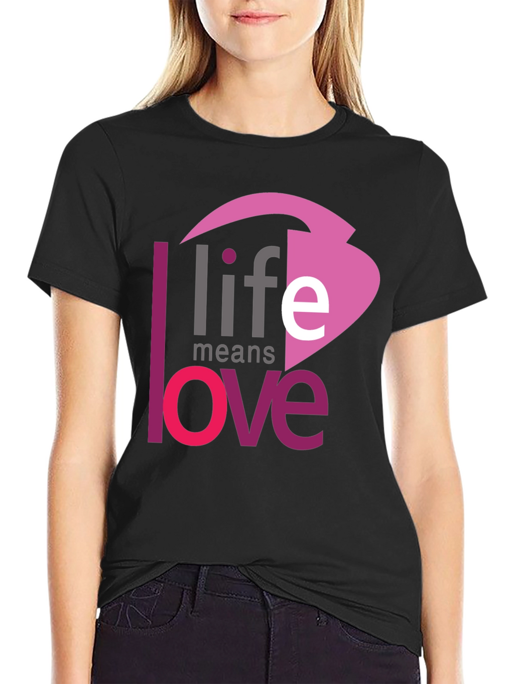 Life Means Love Graphic Black T-Shirt