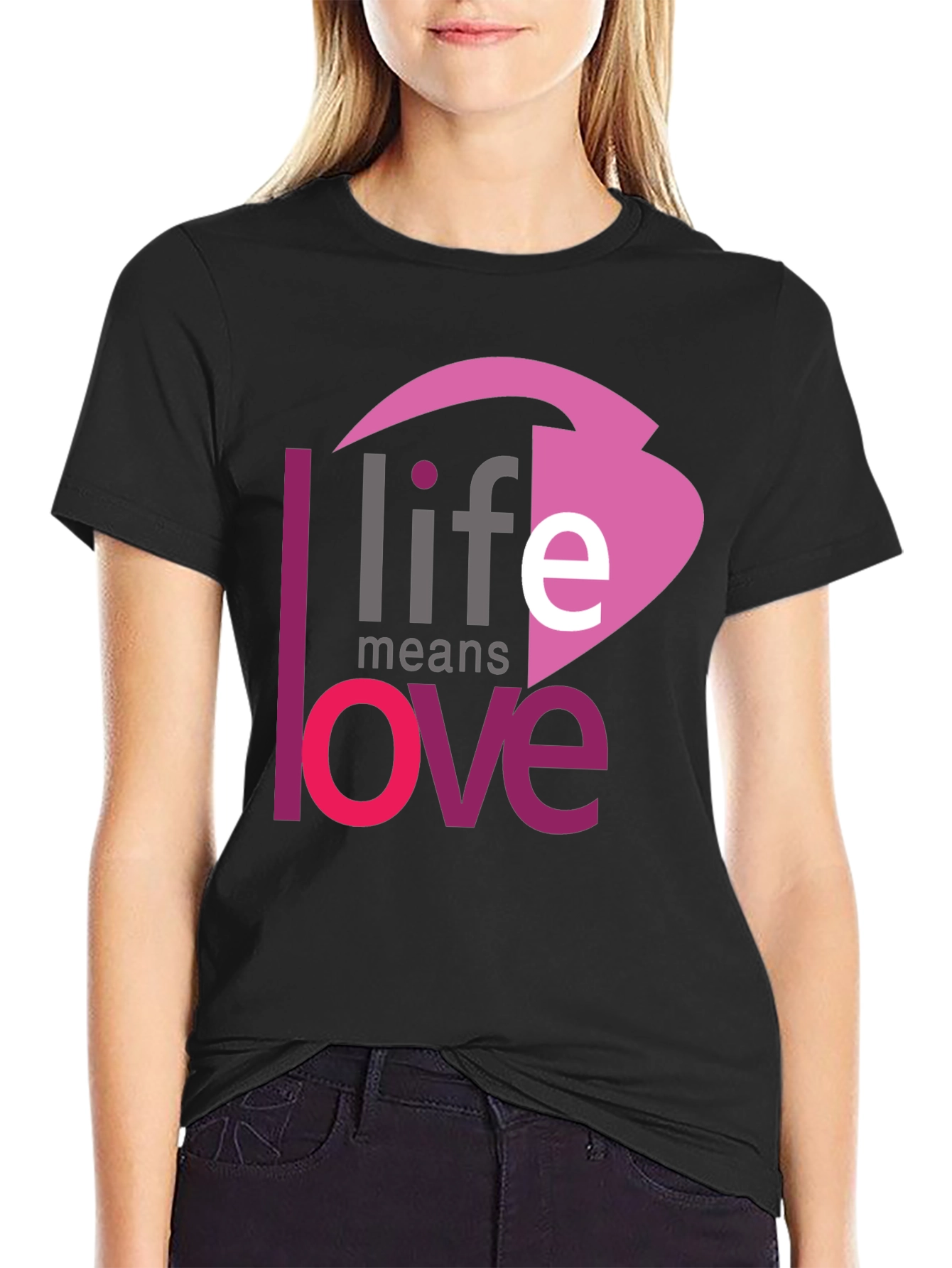 Life Means Love Graphic Black T-Shirt