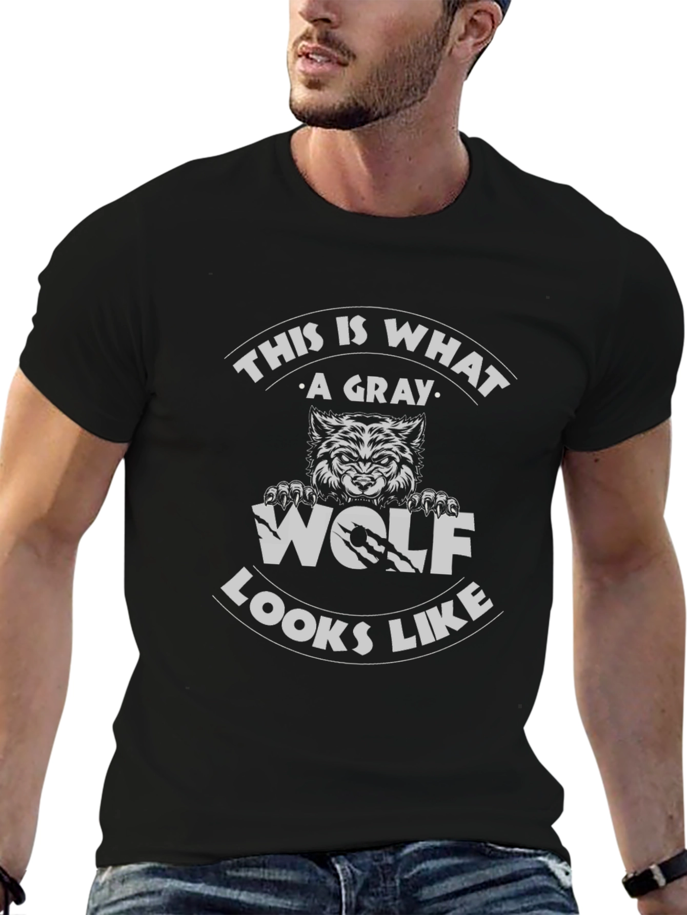 Gray Wolf Graphic Tee - Mens Black T-Shirt