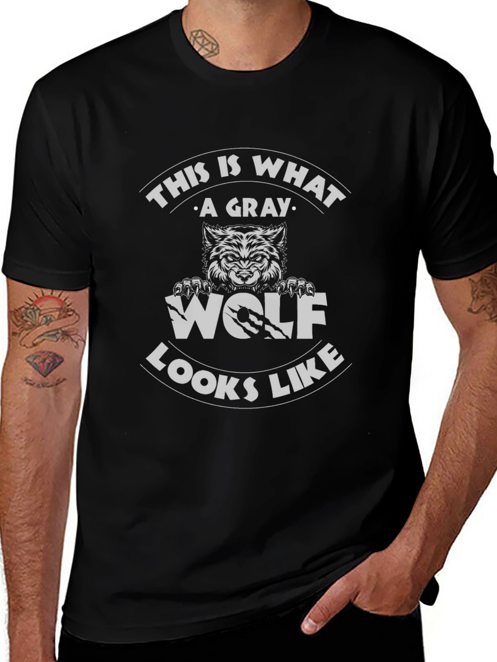 Gray Wolf Graphic Tee - Mens Black T-Shirt