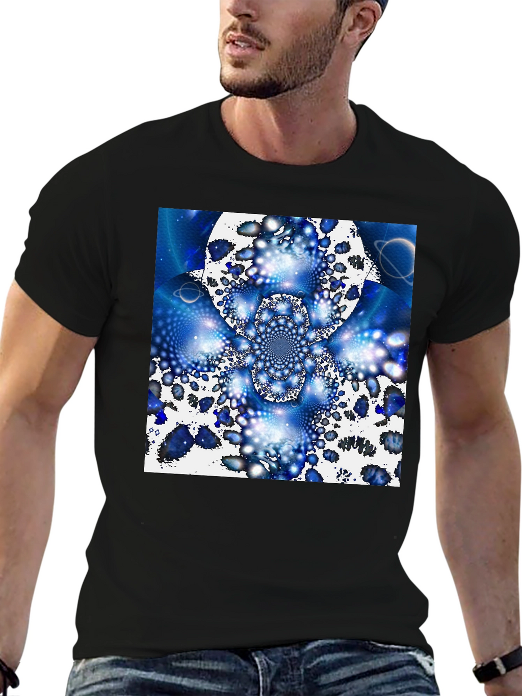 Abstract Blue Universe Graphic Tee