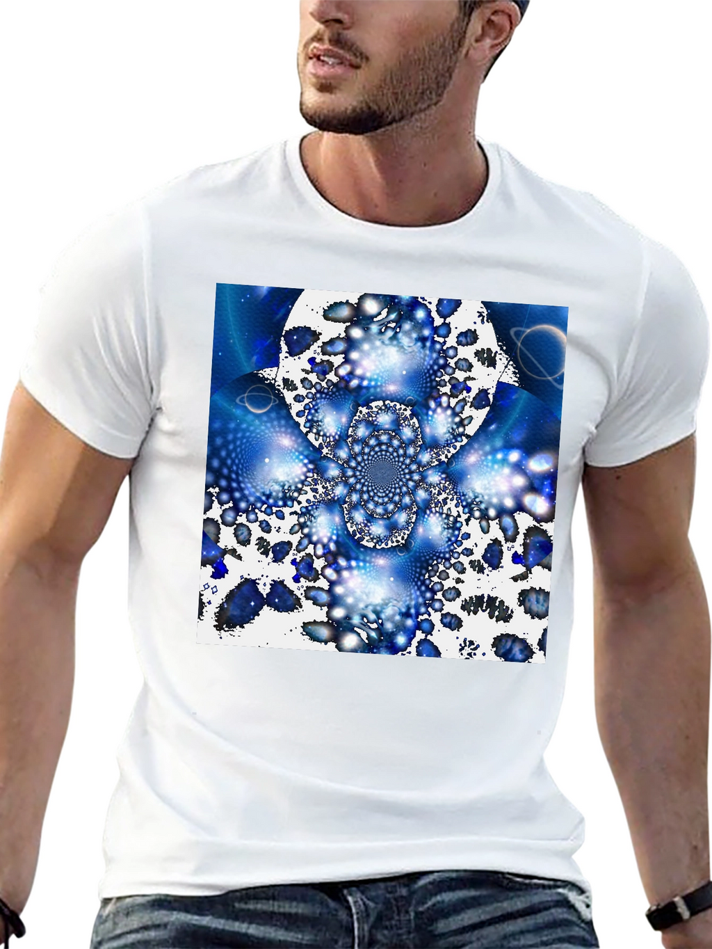 Abstract Blue Universe Graphic Tee