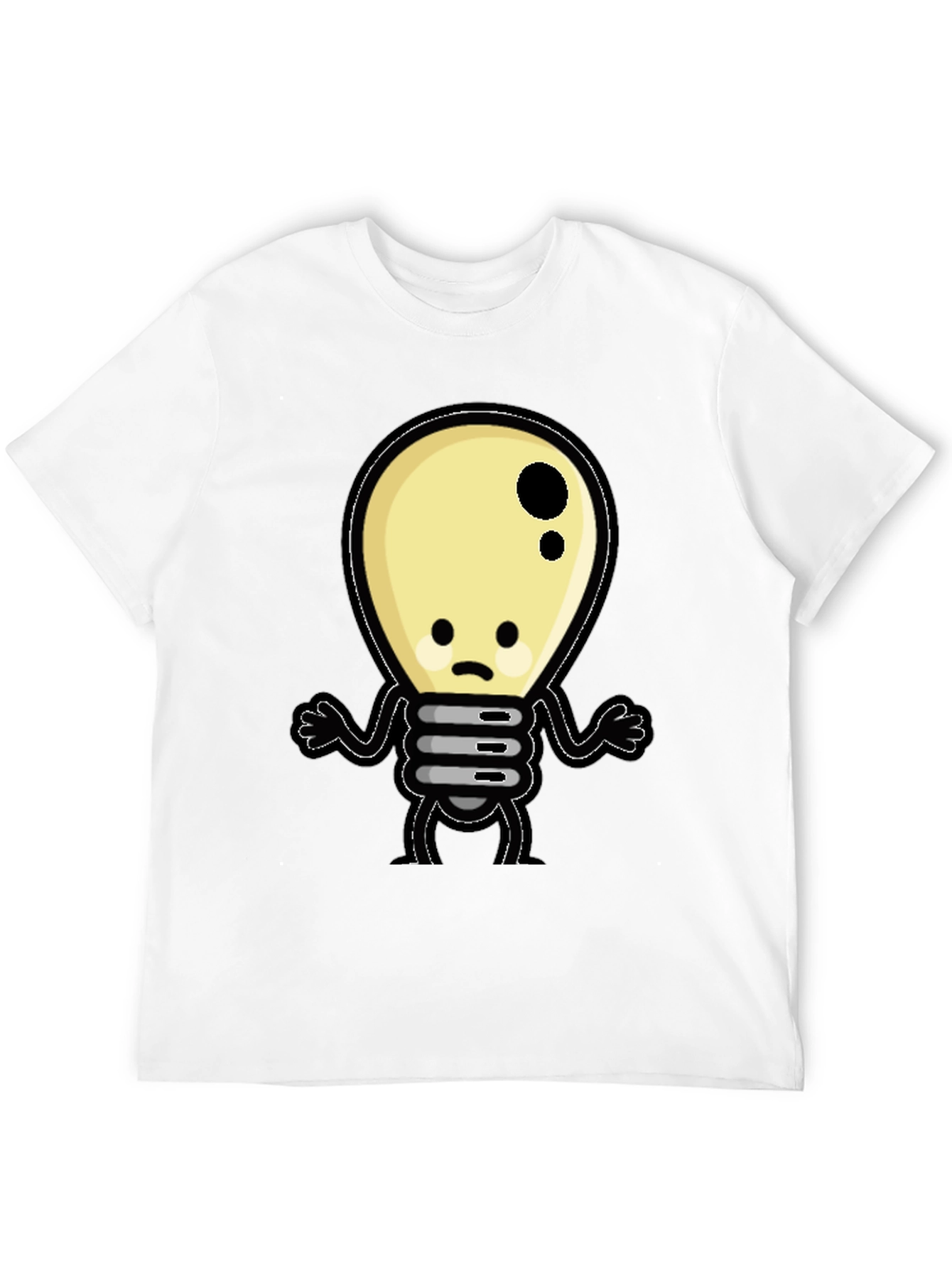 Sad Light Bulb Graphic T-Shirt - Black Cotton Tee