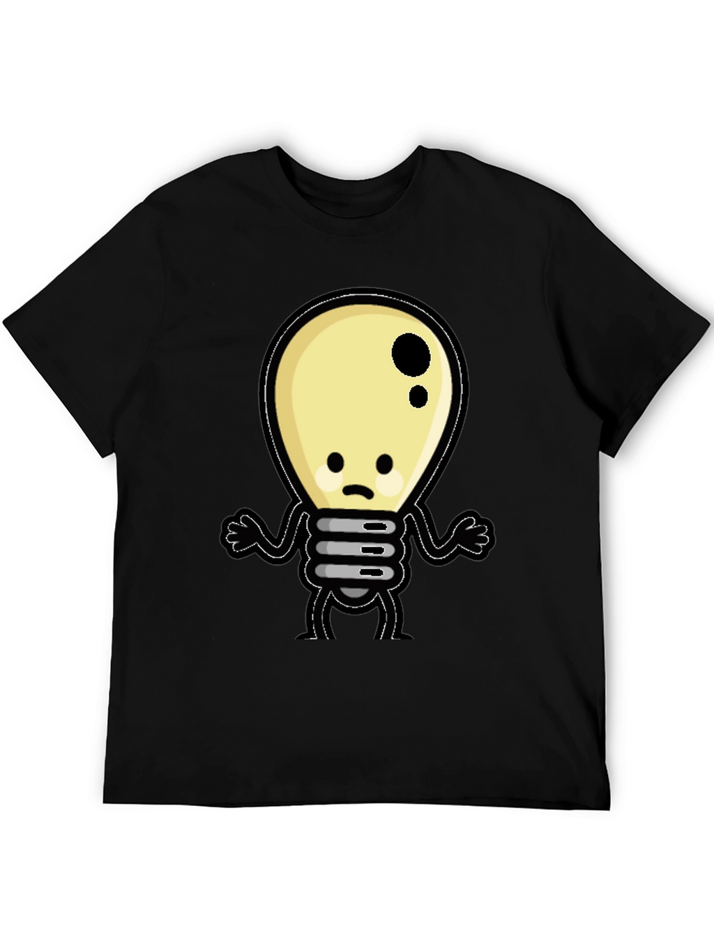 Sad Light Bulb Graphic T-Shirt - Black Cotton Tee