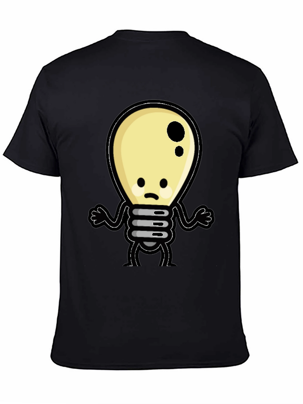 Sad Light Bulb Graphic T-Shirt - Black Cotton Tee