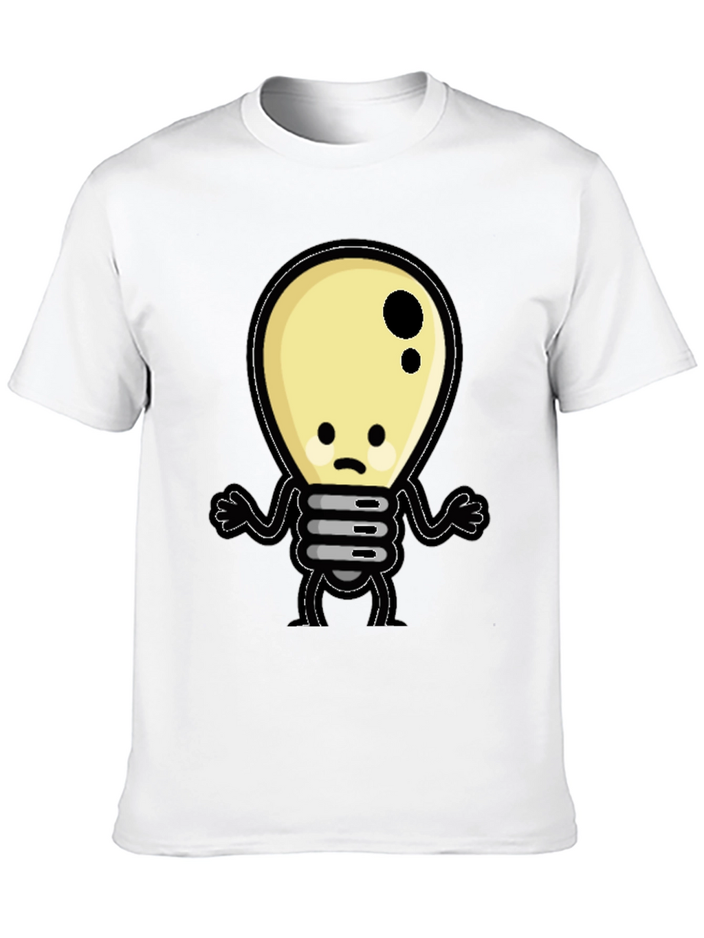 Sad Light Bulb Graphic T-Shirt - Black Cotton Tee