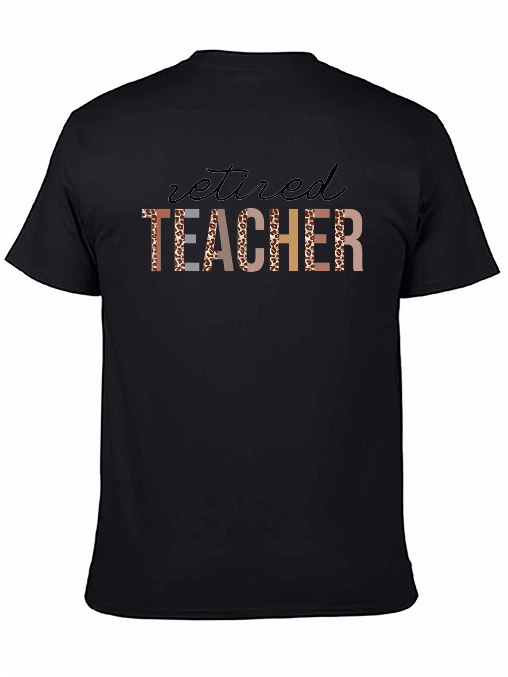 Retired Teacher Leopard Print T-Shirt - Black