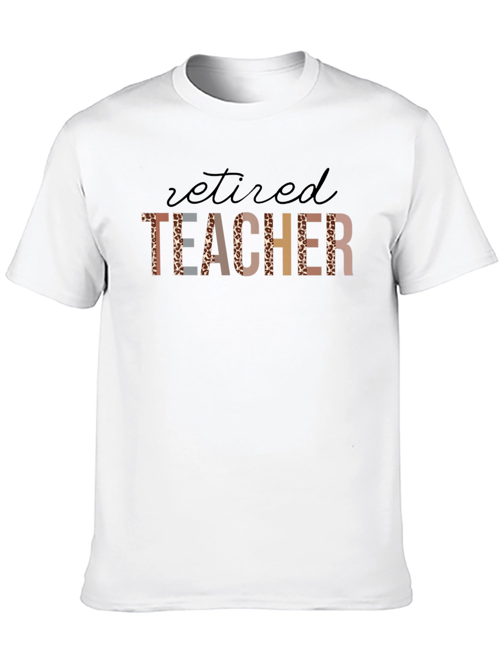 Retired Teacher Leopard Print T-Shirt - Black