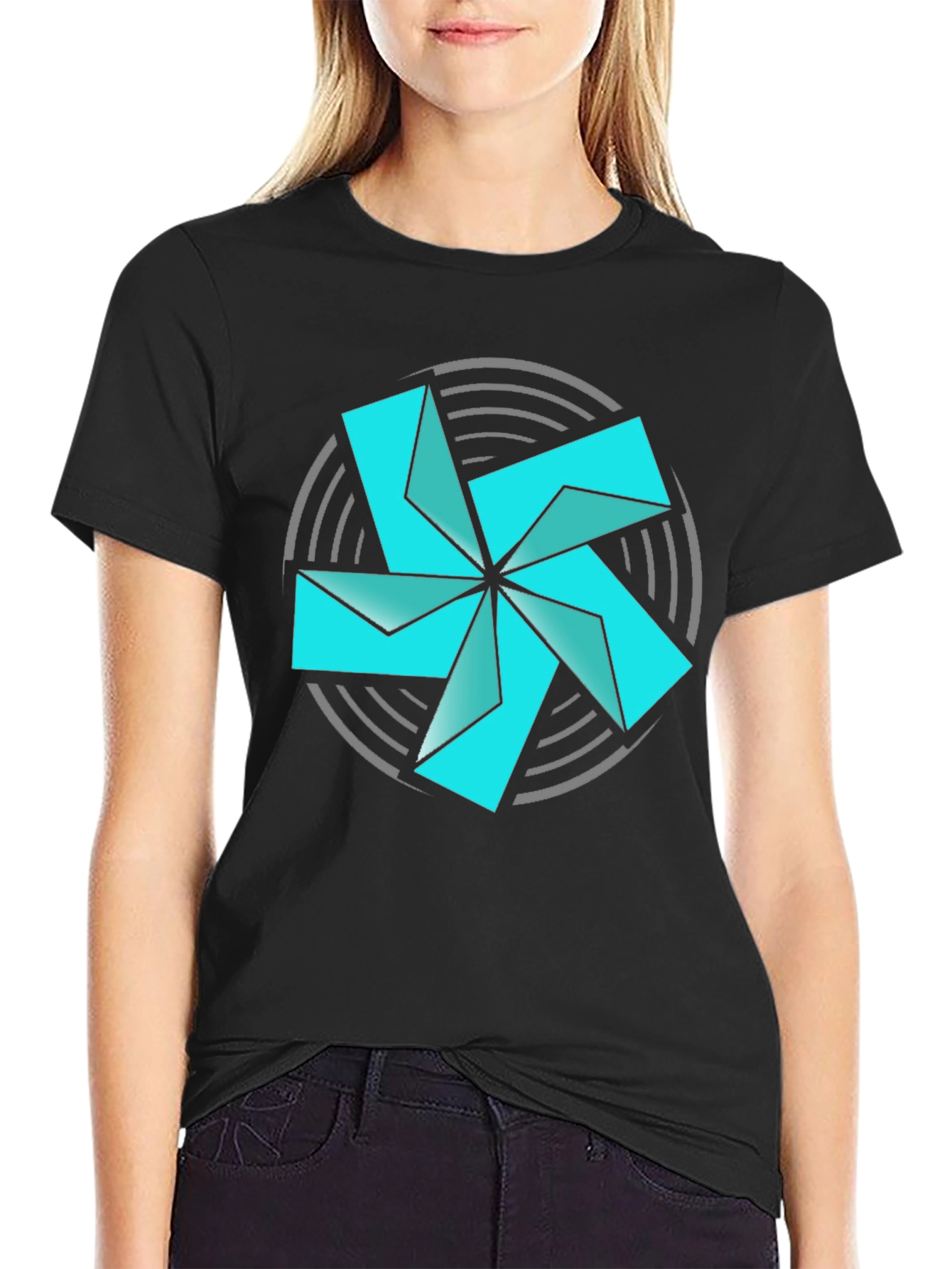 Geometric Starburst Graphic Tee - Modern Style