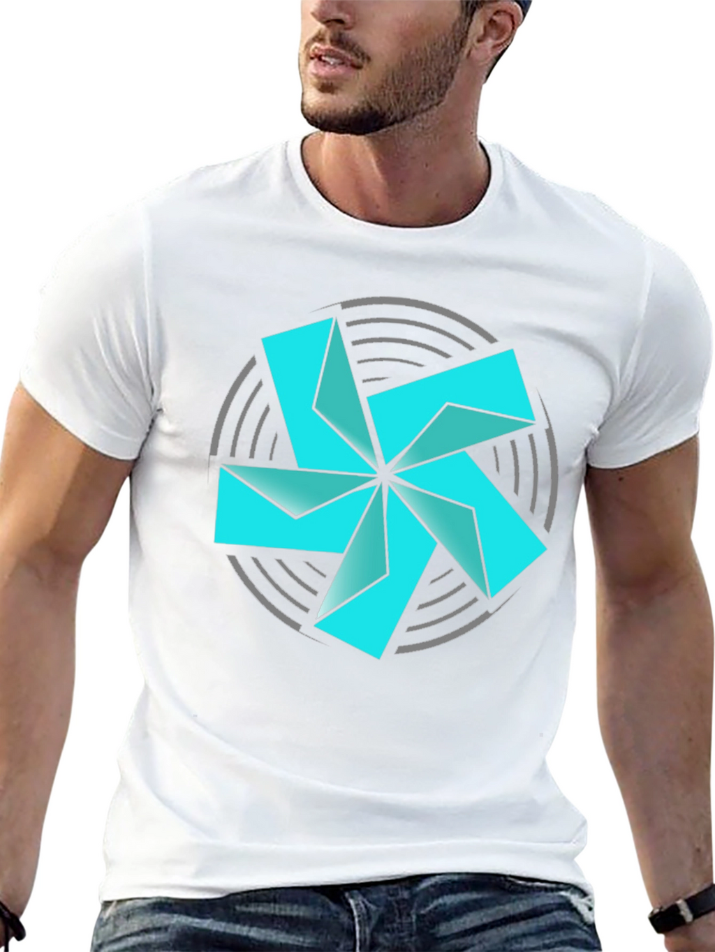 Geometric Starburst Graphic Tee - Modern Style