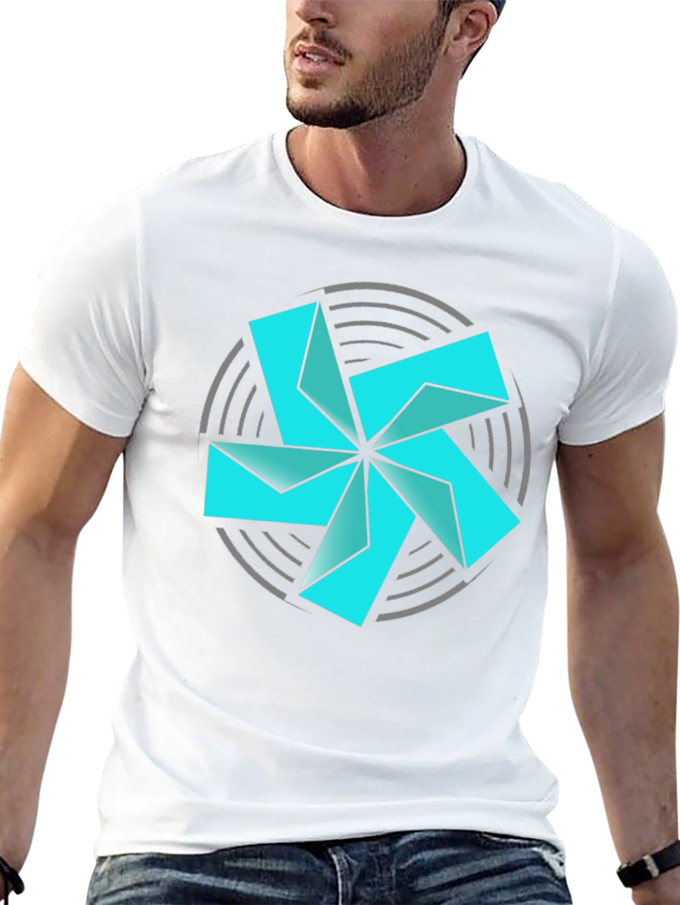 Geometric Starburst Graphic Tee - Modern Style