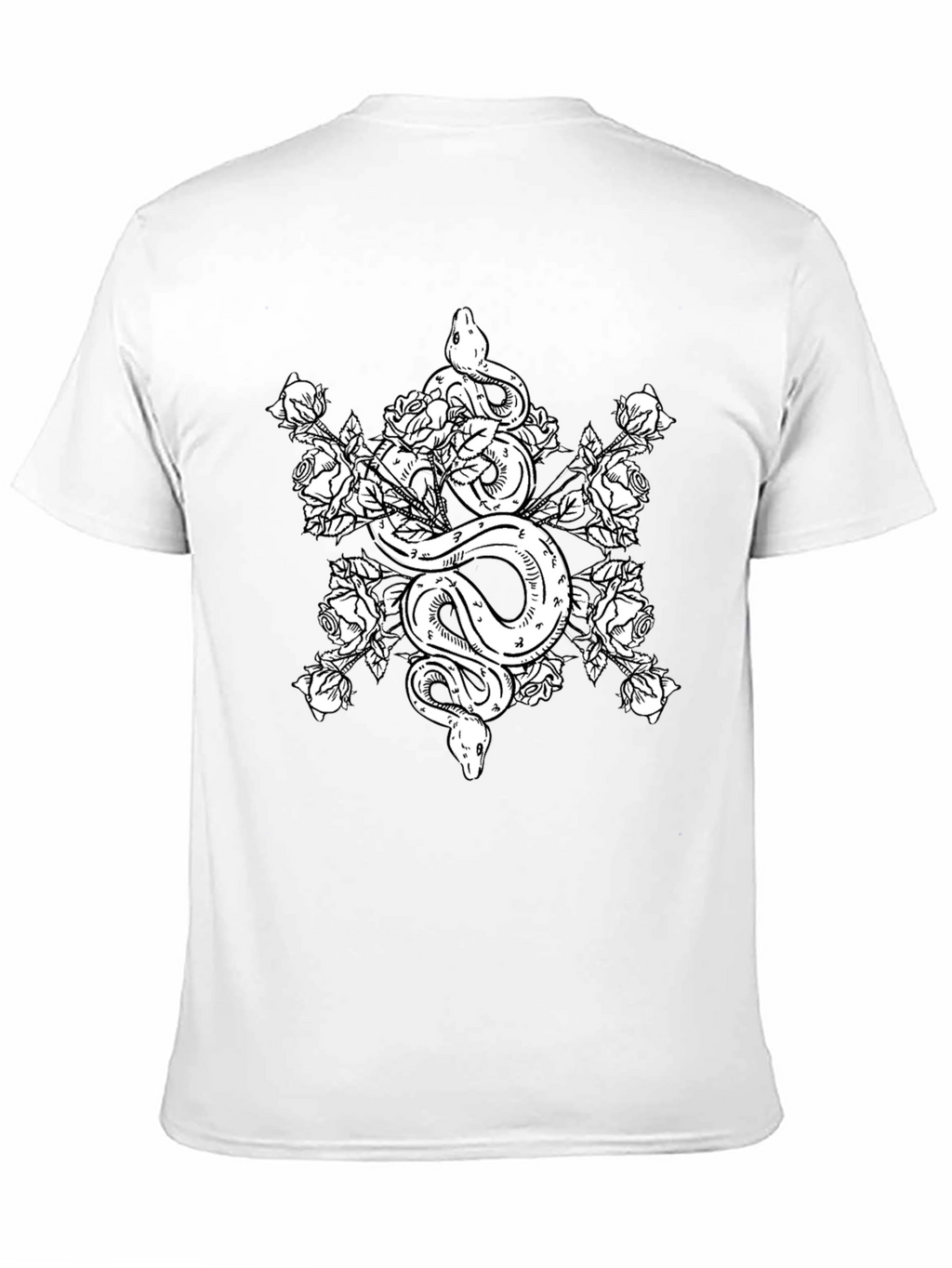 Snake and Roses Graphic Tee - Black