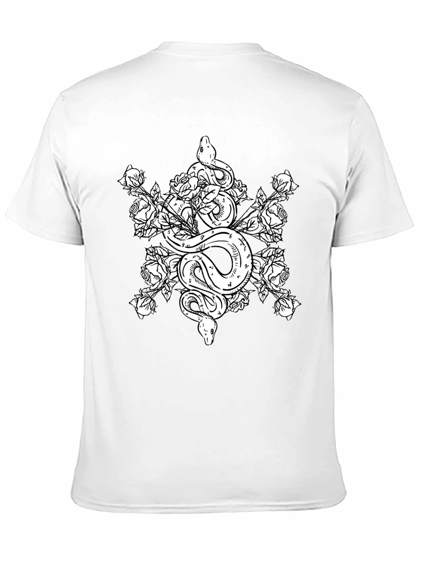 Snake and Roses Graphic Tee - Black
