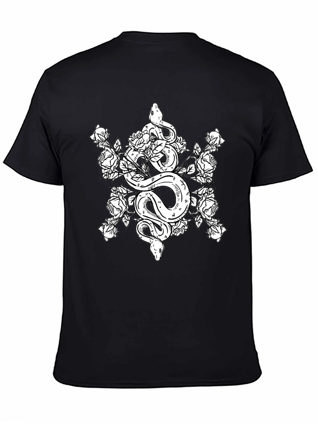 Snake and Roses Graphic Tee - Black