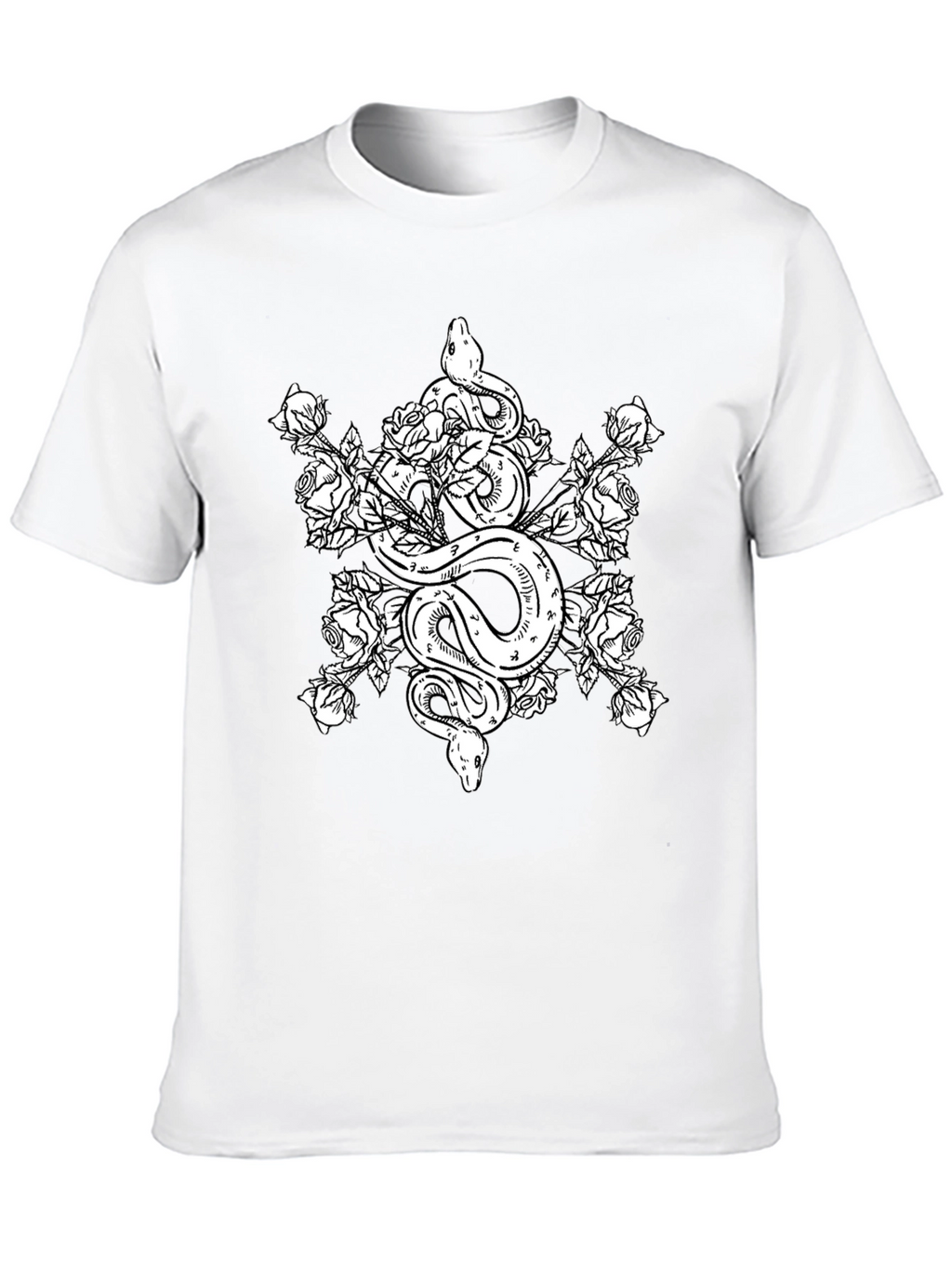 Snake and Roses Graphic Tee - Black