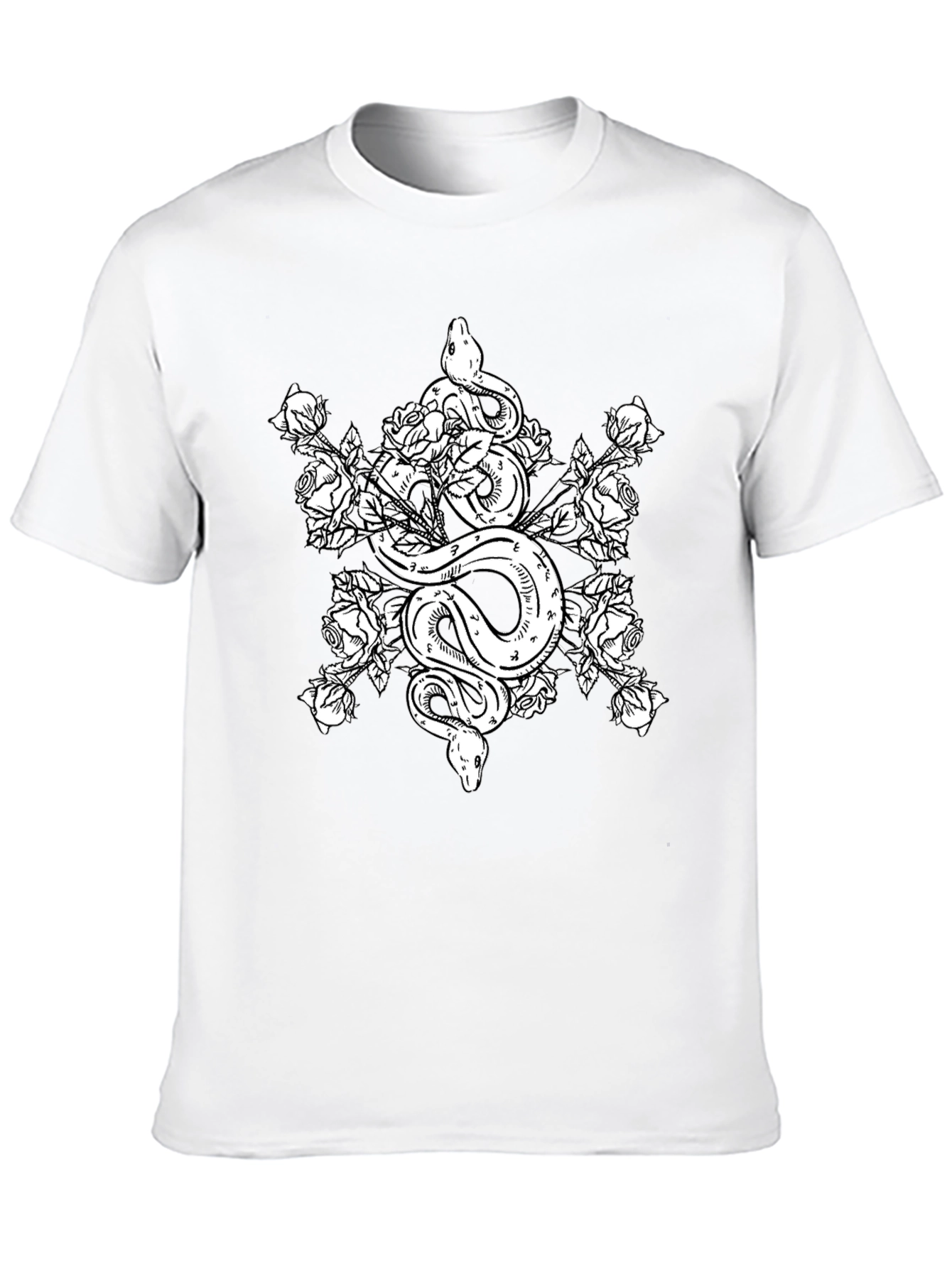 Snake and Roses Graphic Tee - Black