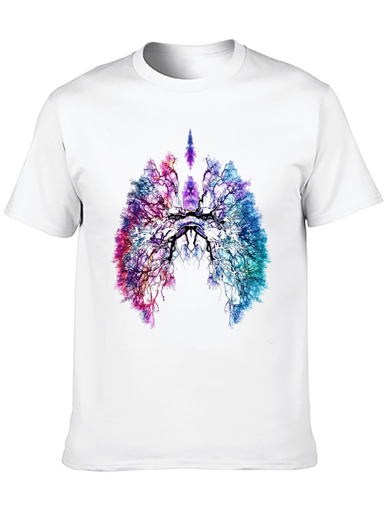 Abstract Lung Anatomy Graphic Tee - Black Cotton Comfort