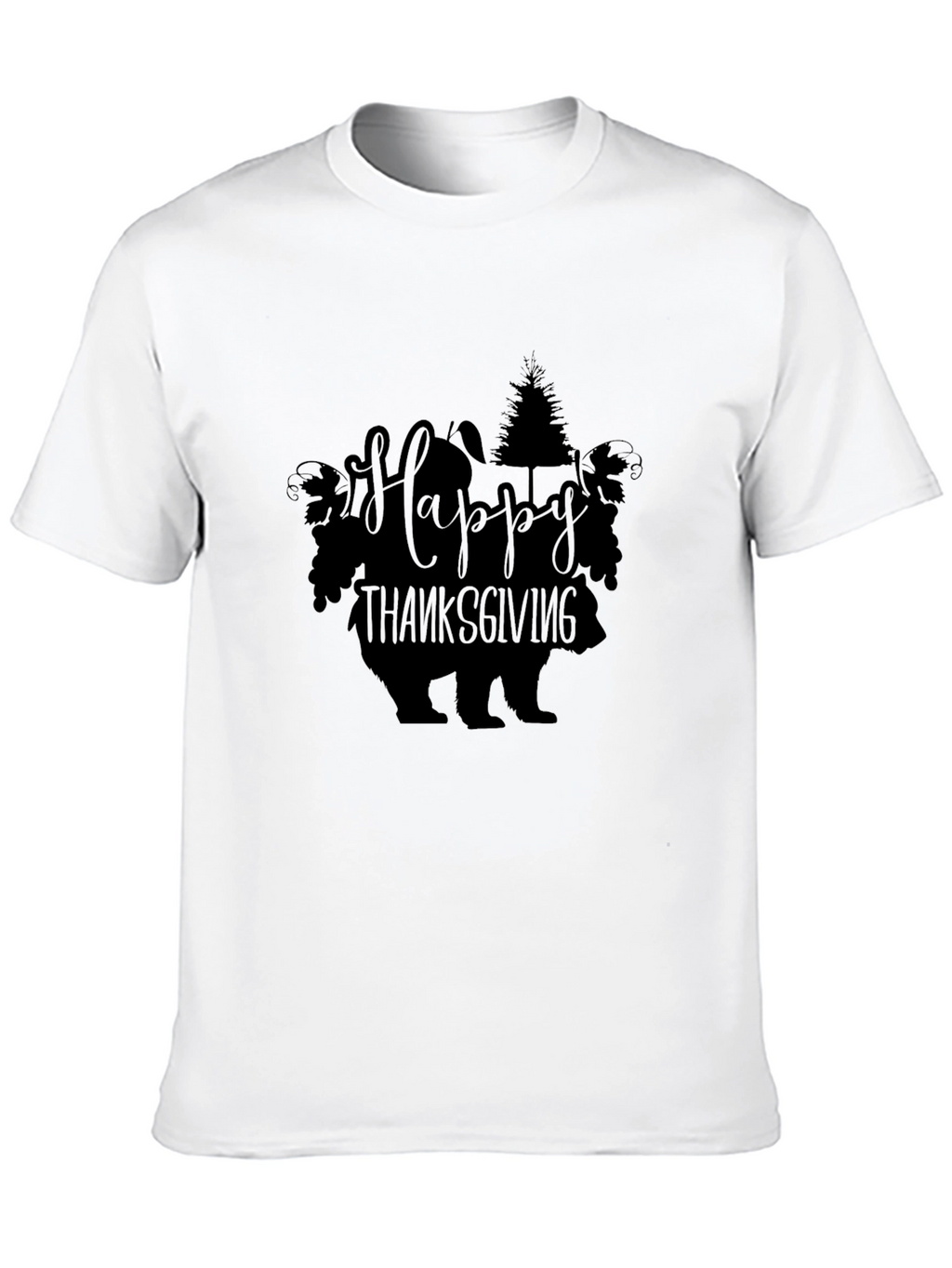 Happy Thanksgiving Bear T-Shirt Black