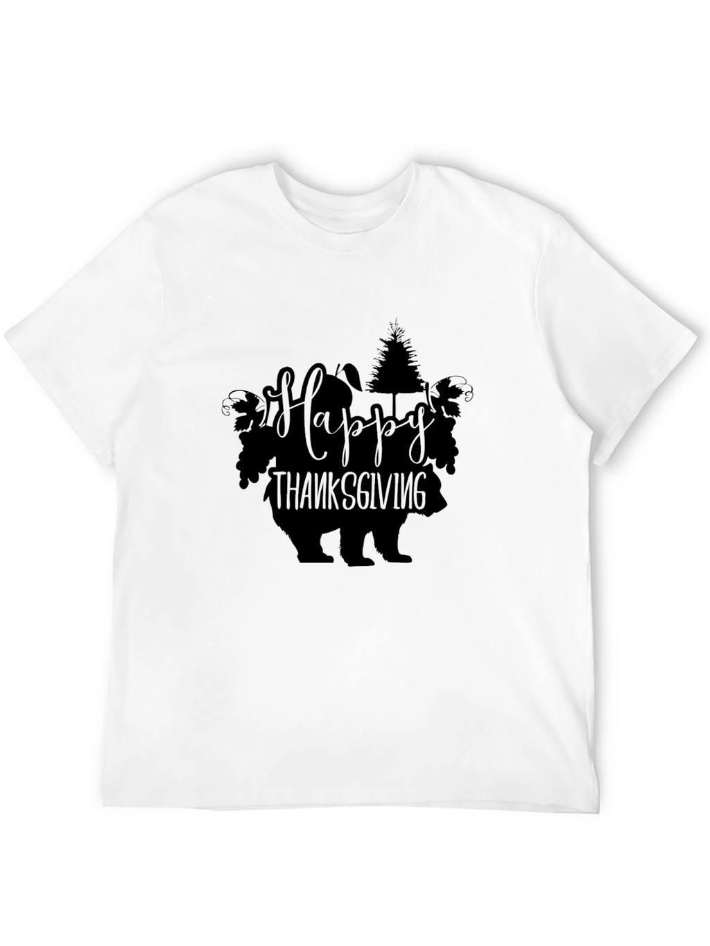 Happy Thanksgiving Bear T-Shirt Black