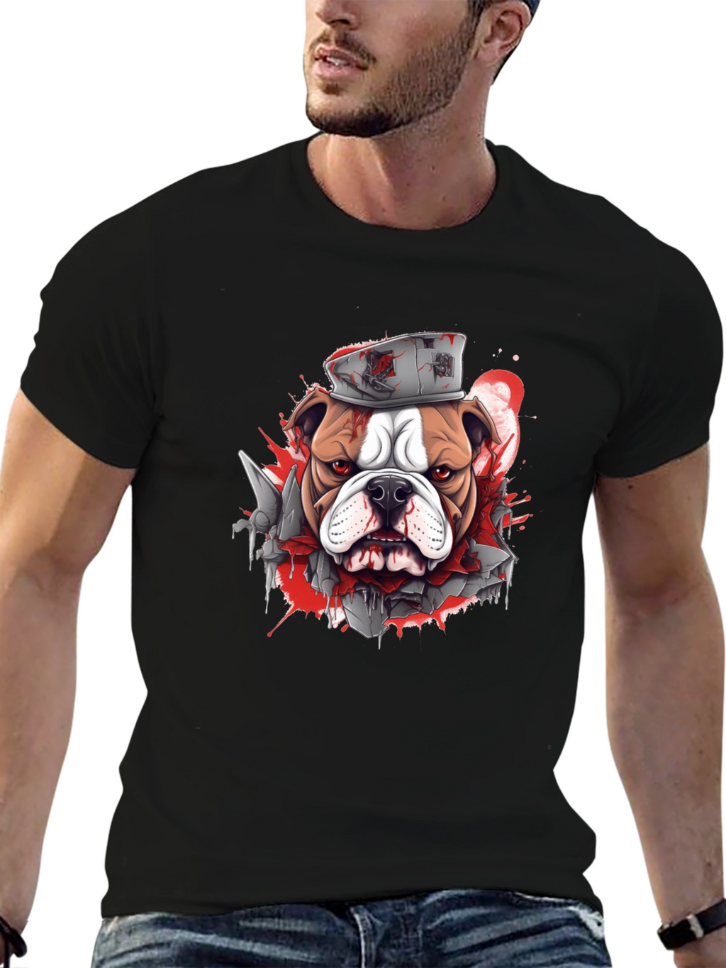 Bulldog Graphic Tee - Edgy Streetwear