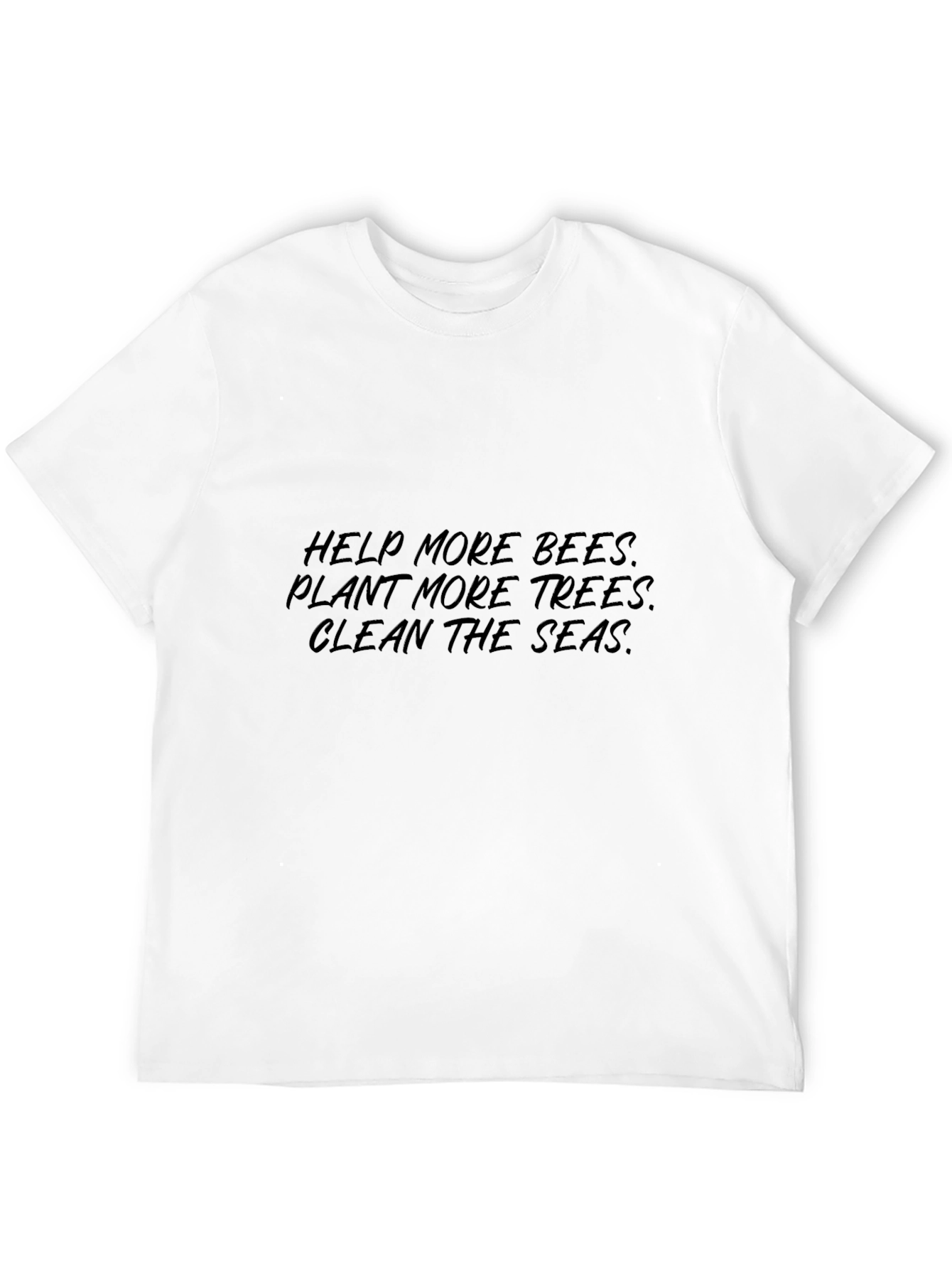 Eco-Friendly Black Graphic Tee: Help Bees Trees Seas