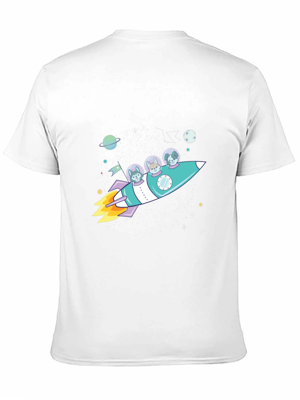 Dogs in Space Rocket Graphic T-Shirt