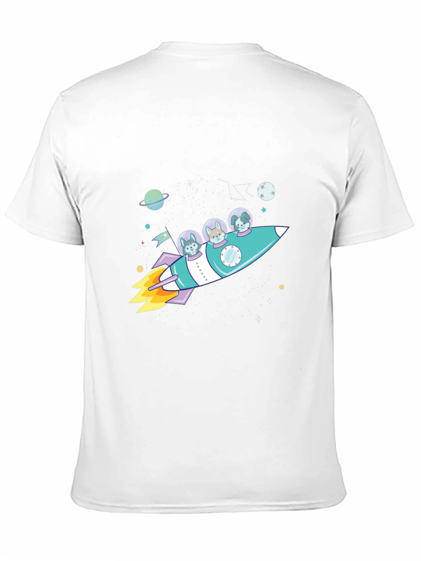 Dogs in Space Rocket Graphic T-Shirt