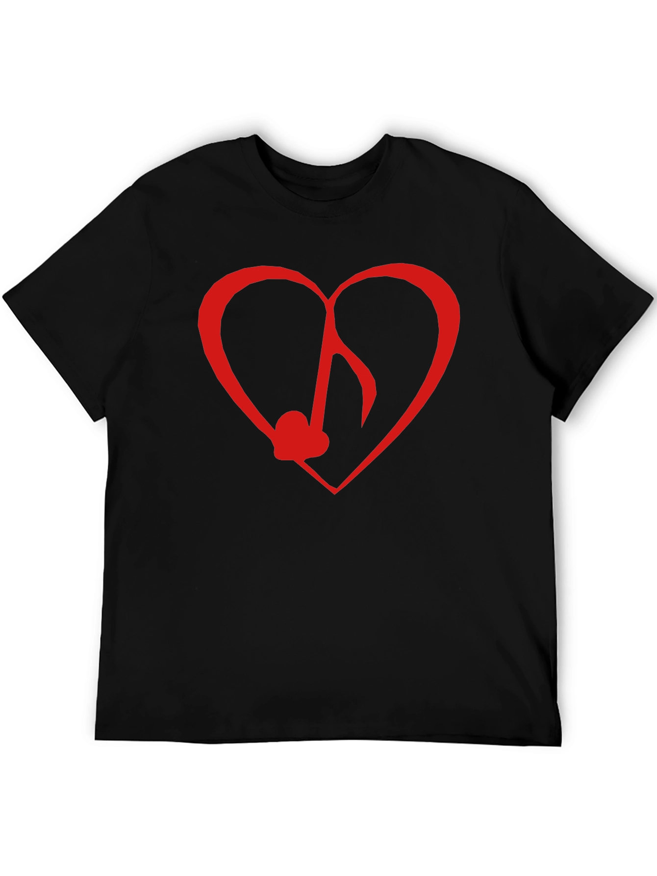 Heart Music Note Graphic Tee - Black