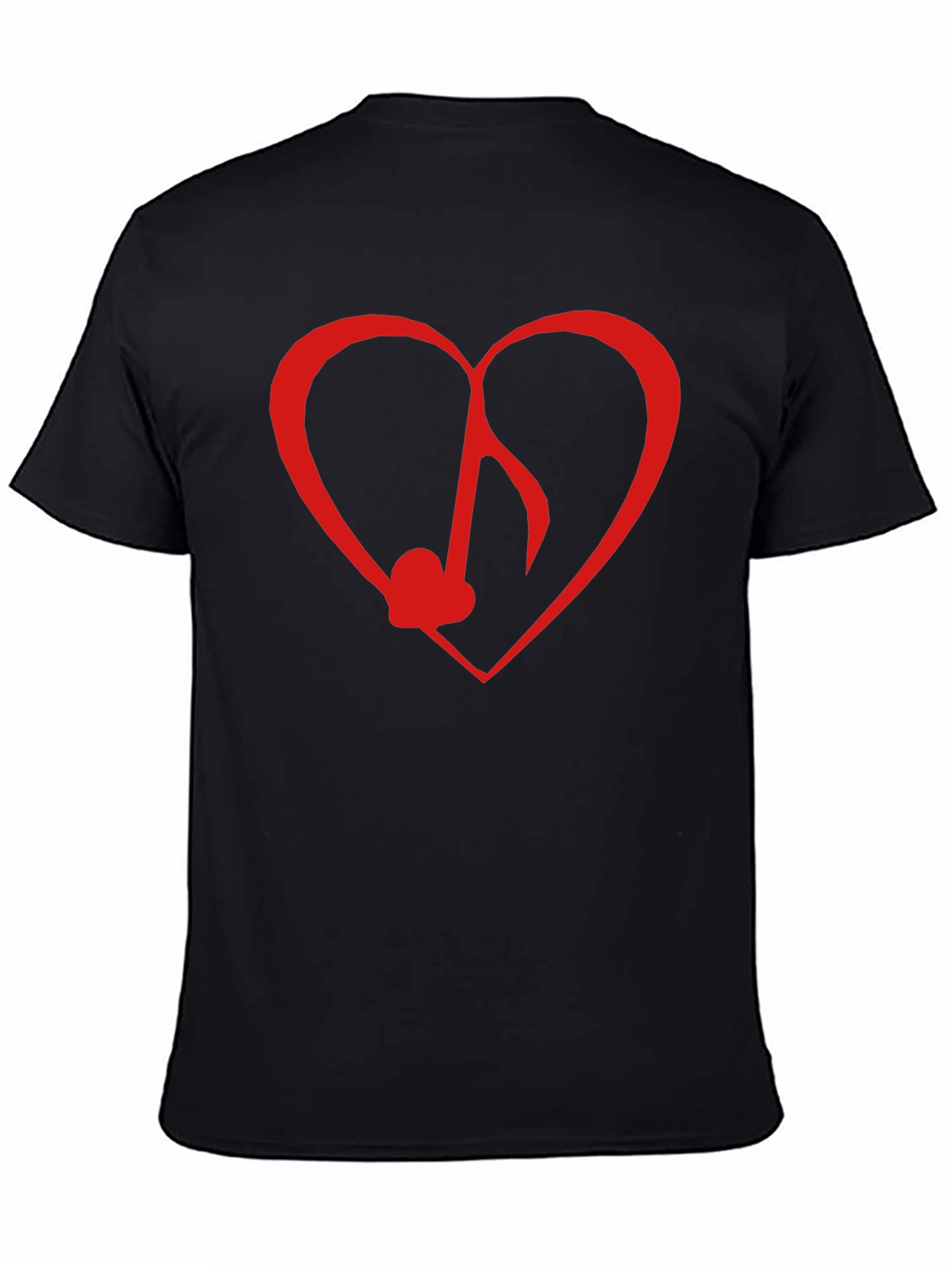 Heart Music Note Graphic Tee - Black