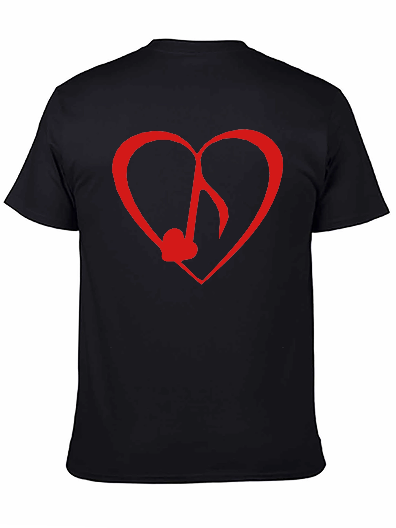 Heart Music Note Graphic Tee - Black