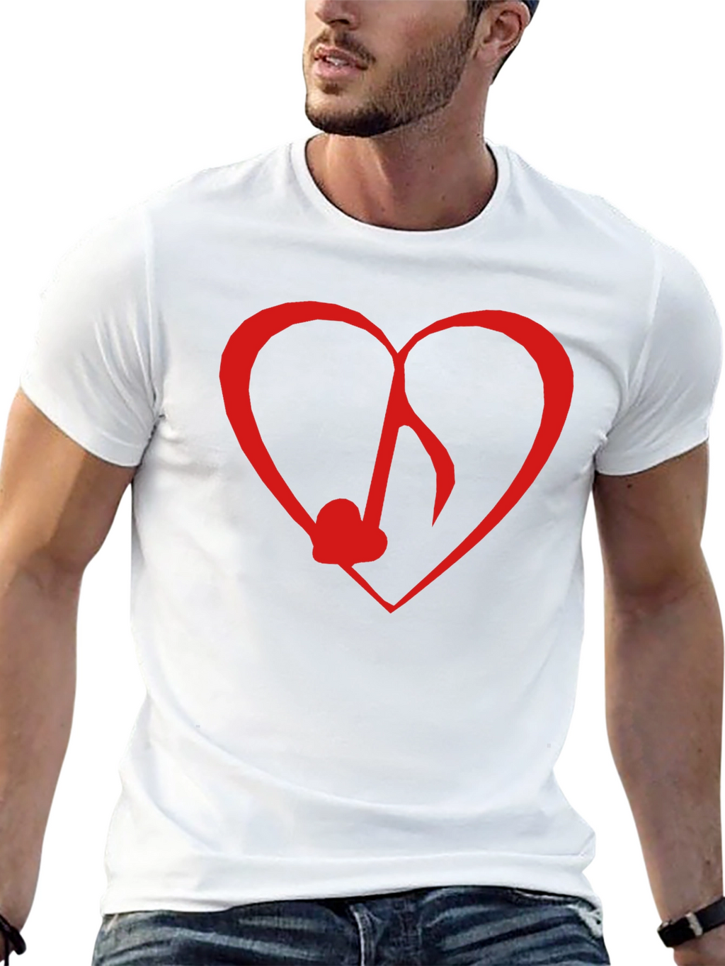 Heart Music Note Graphic Tee - Black