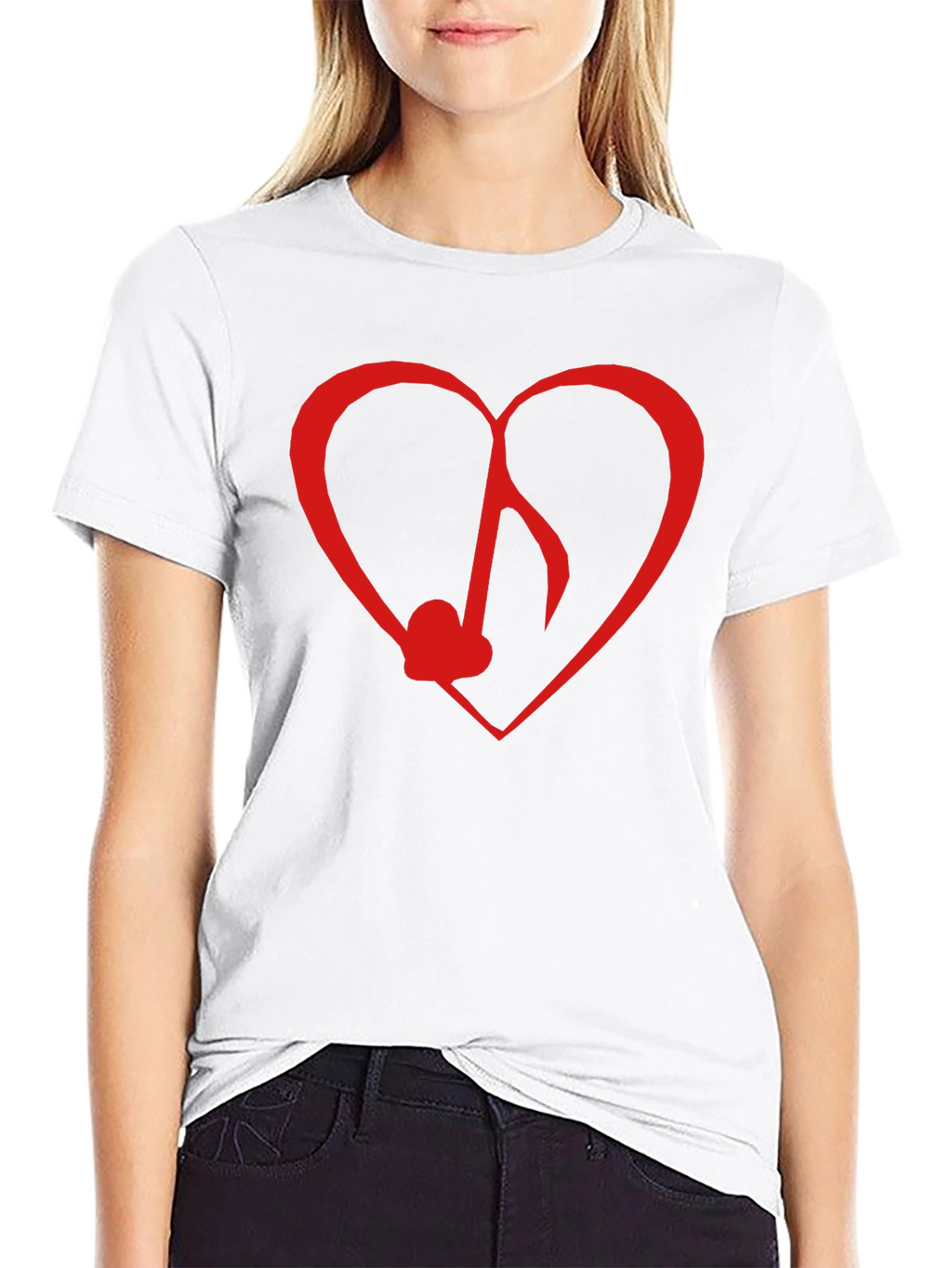 Heart Music Note Graphic Tee - Black