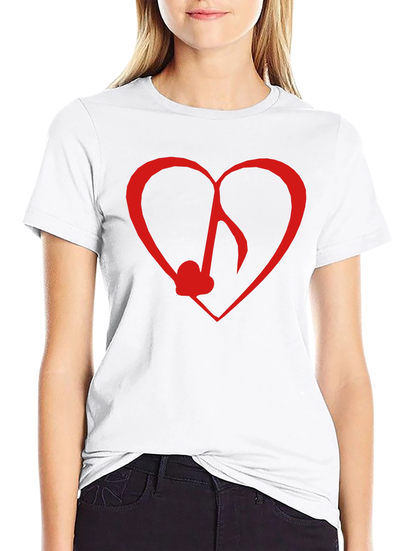 Heart Music Note Graphic Tee - Black