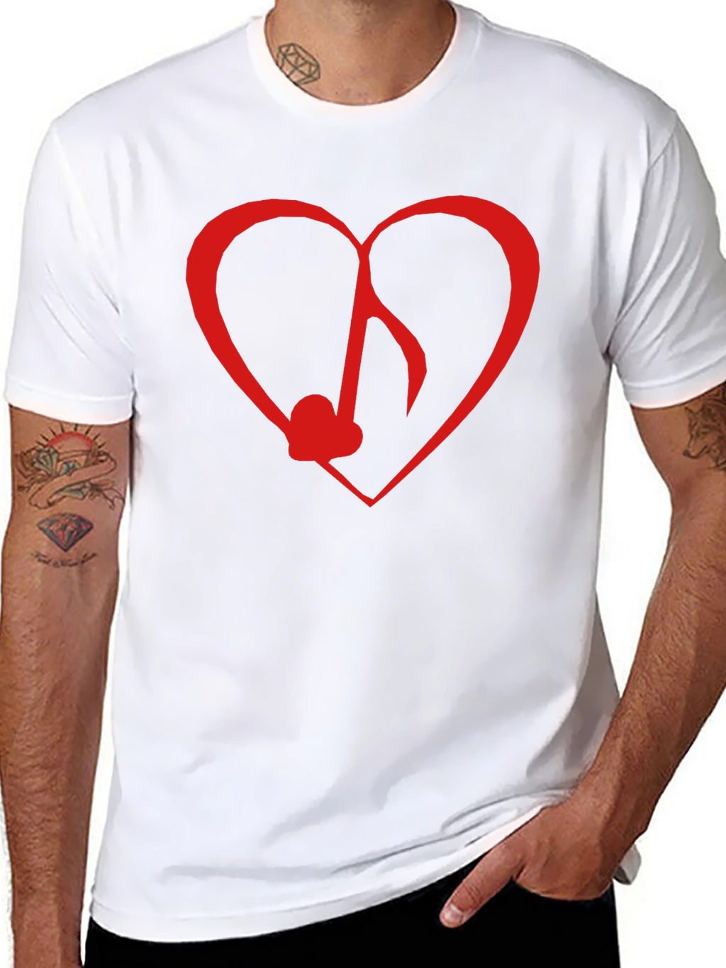 Heart Music Note Graphic Tee - Black