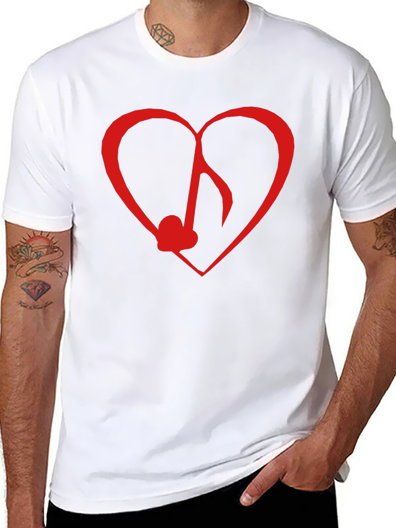 Heart Music Note Graphic Tee - Black