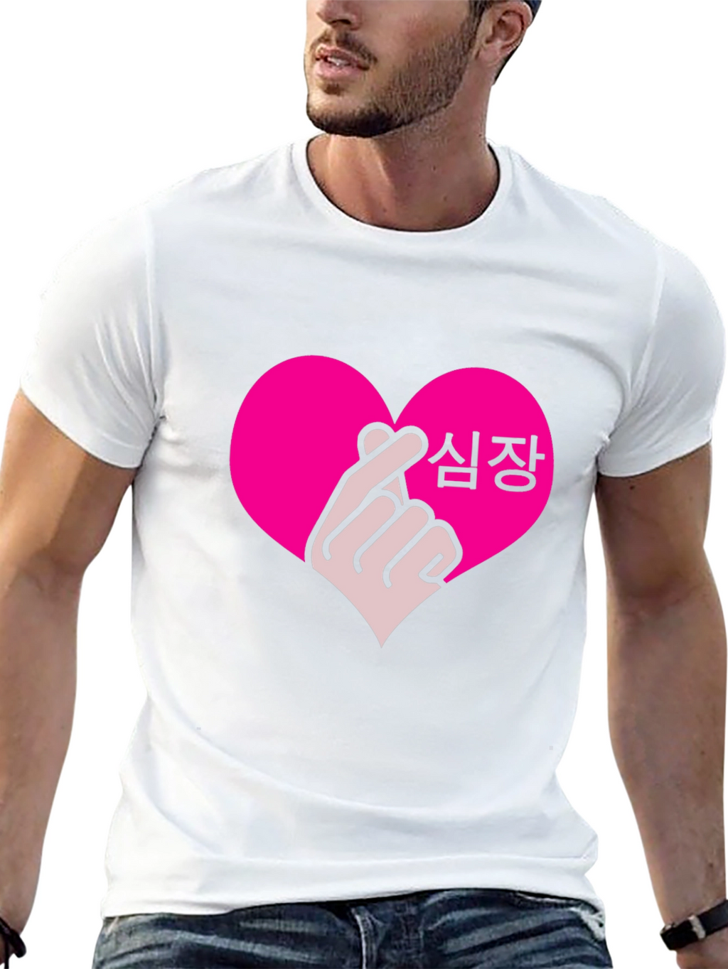 K-Pop Heart Finger Sign Black T-Shirt