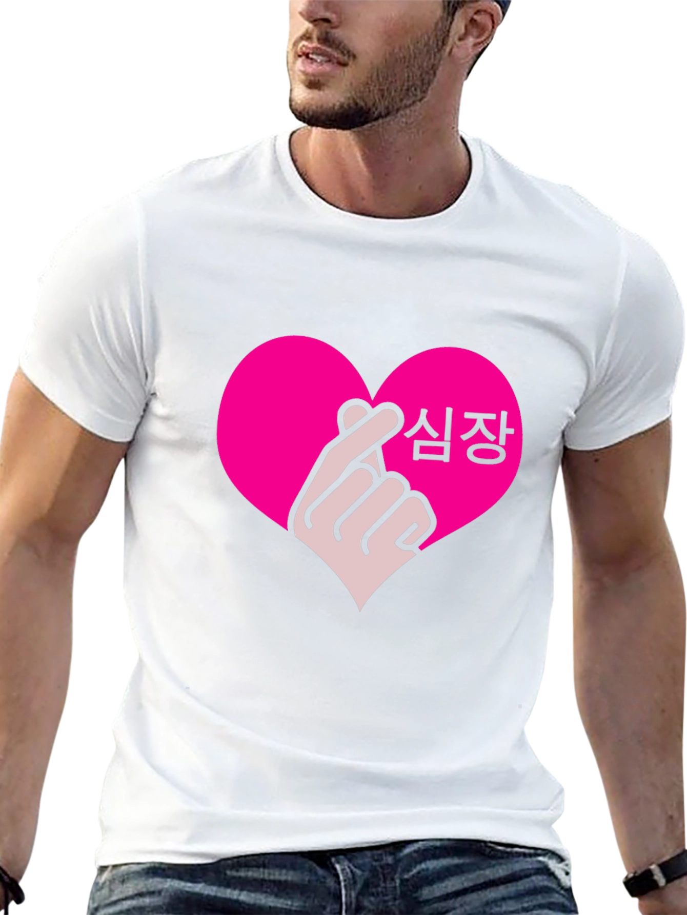 K-Pop Heart Finger Sign Black T-Shirt