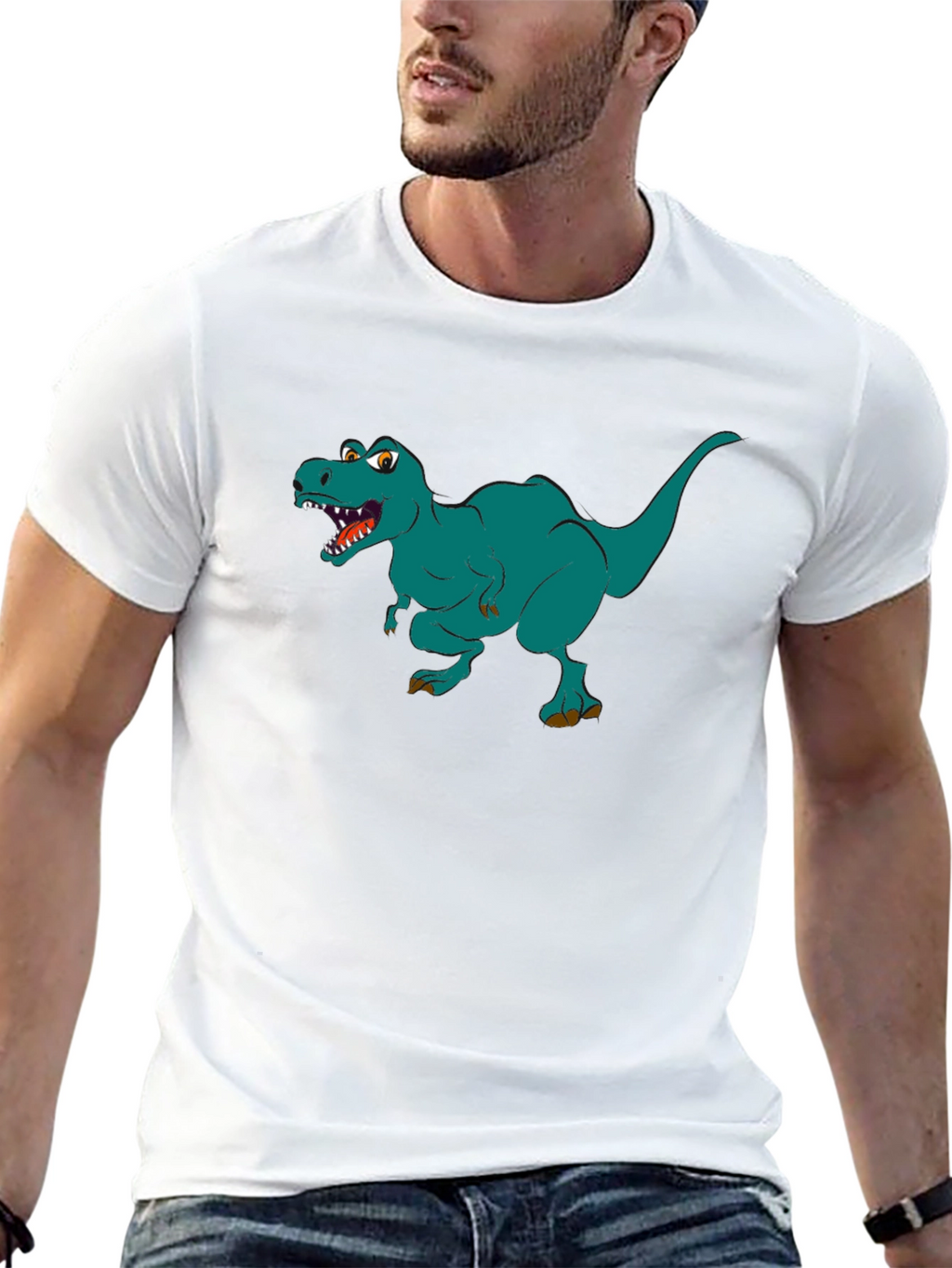 Dino T-Rex Graphic Print Black T-Shirt