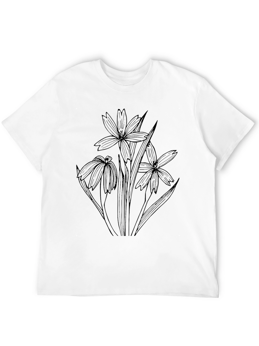 Floral Sketch Black T-Shirt