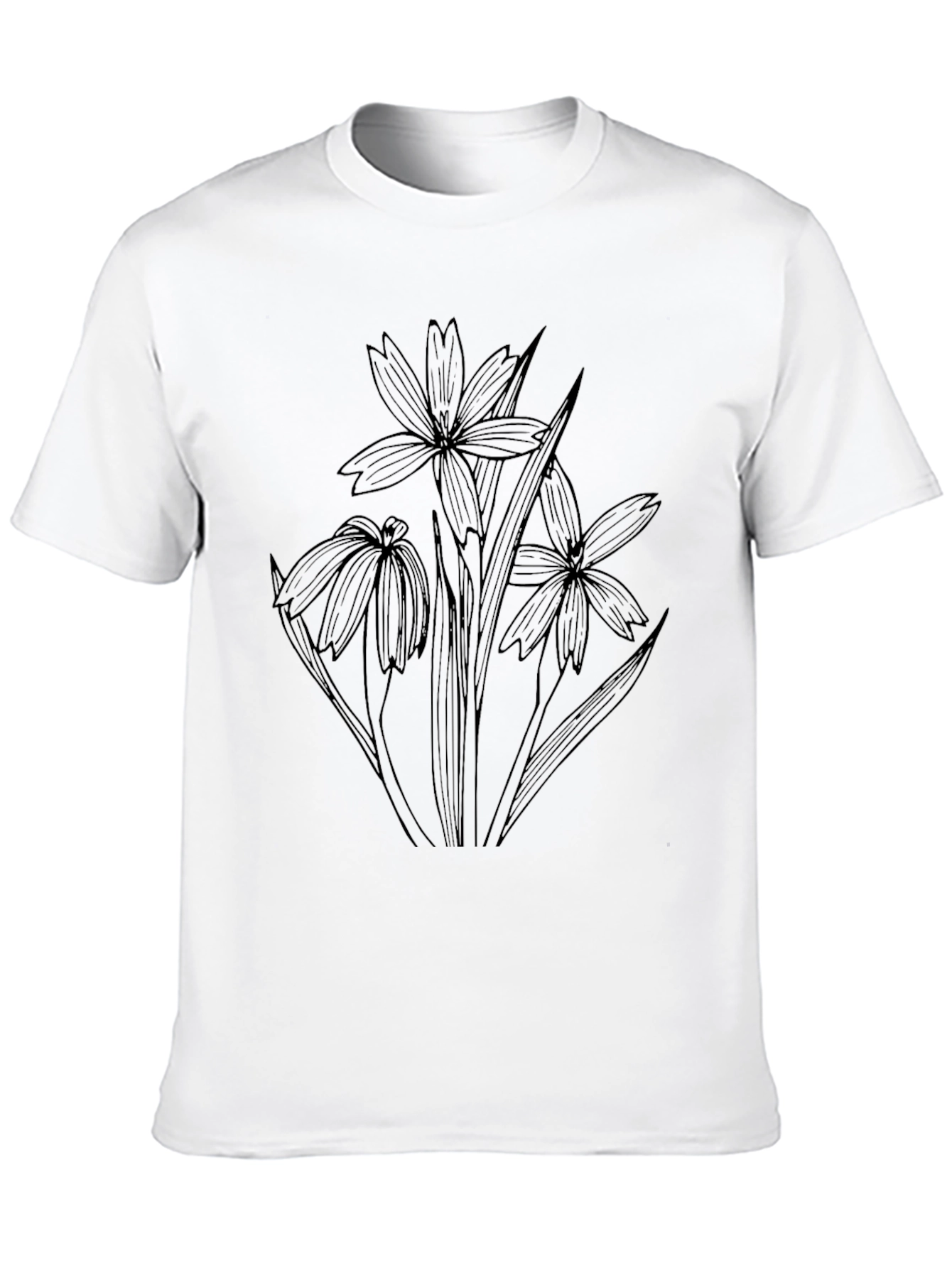 Floral Sketch Black T-Shirt