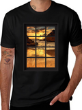 Sunset Window View Graphic Tee - Black