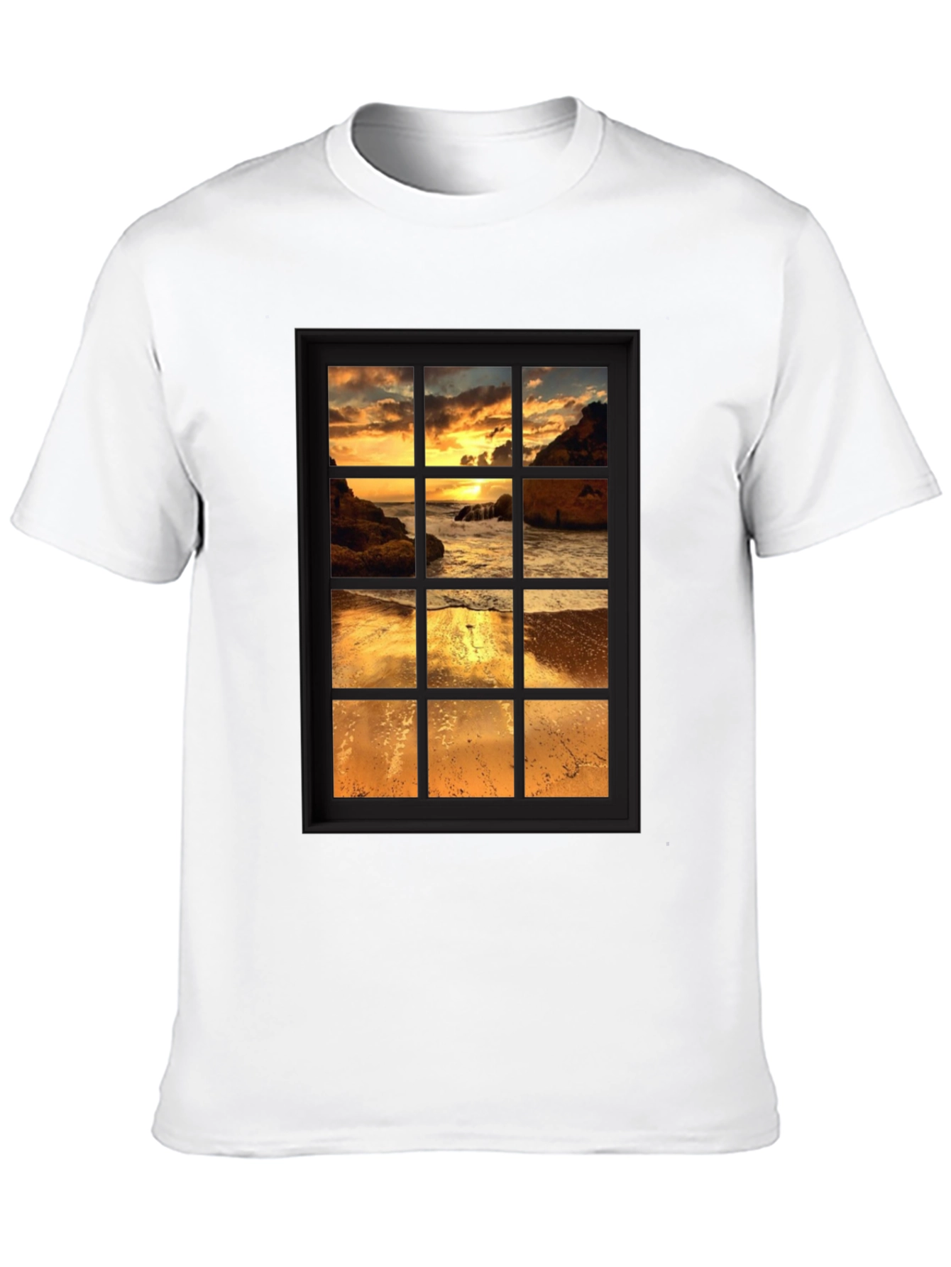 Sunset Window View Graphic Tee - Black