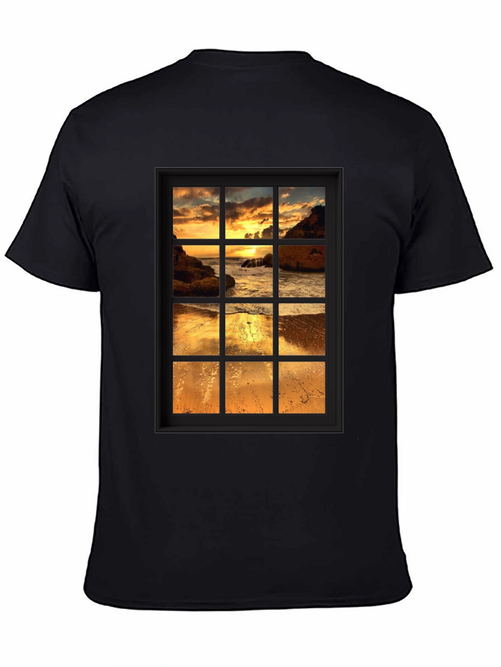 Sunset Window View Graphic Tee - Black