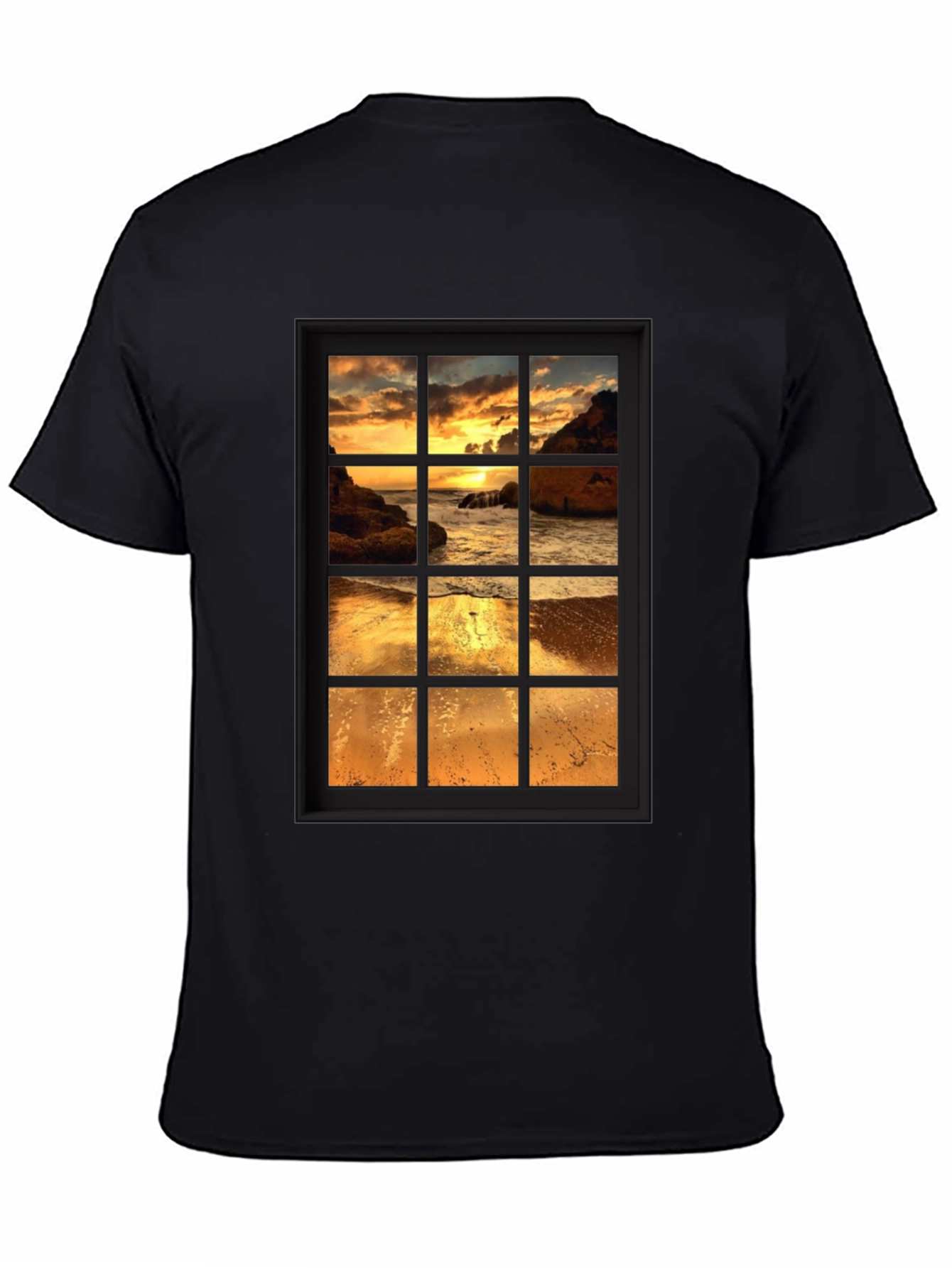 Sunset Window View Graphic Tee - Black
