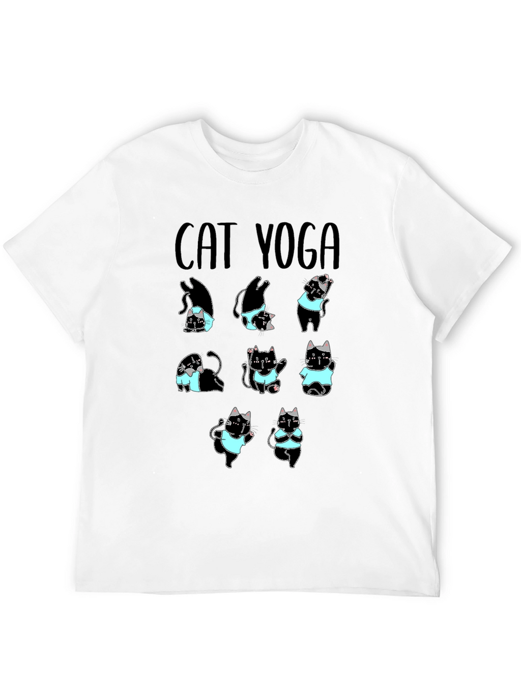 Cat Yoga T-Shirt Black Cotton Tee