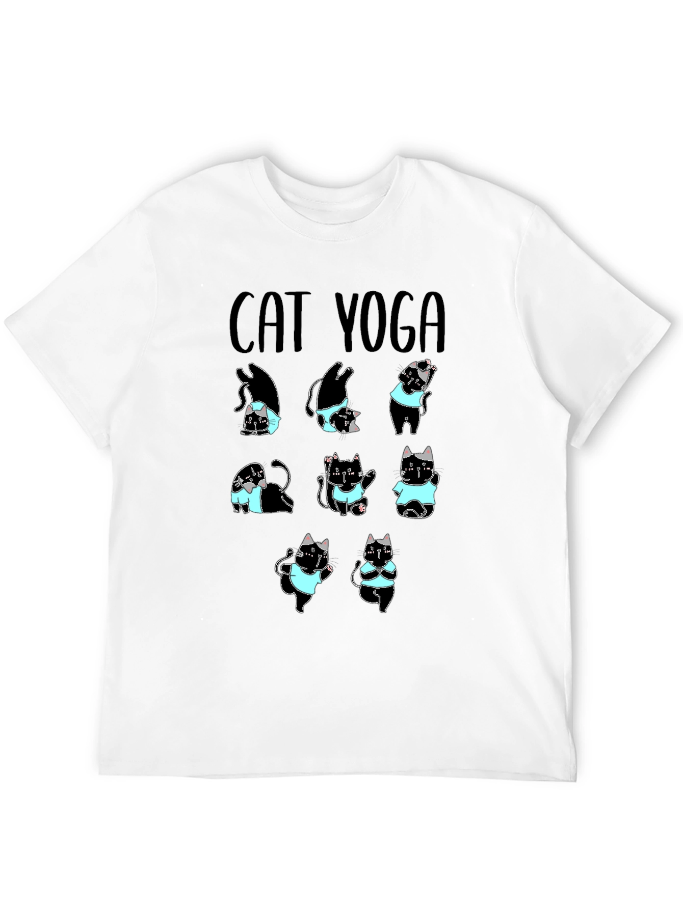 Cat Yoga T-Shirt Black Cotton Tee