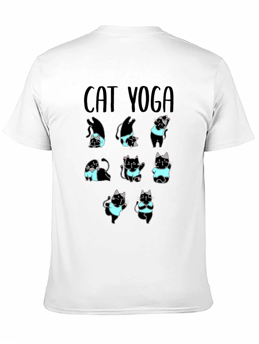 Cat Yoga T-Shirt Black Cotton Tee