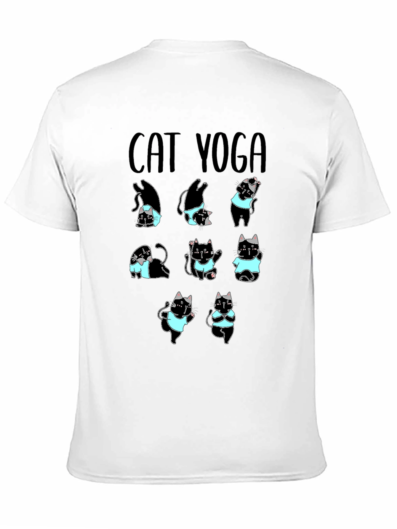 Cat Yoga T-Shirt Black Cotton Tee