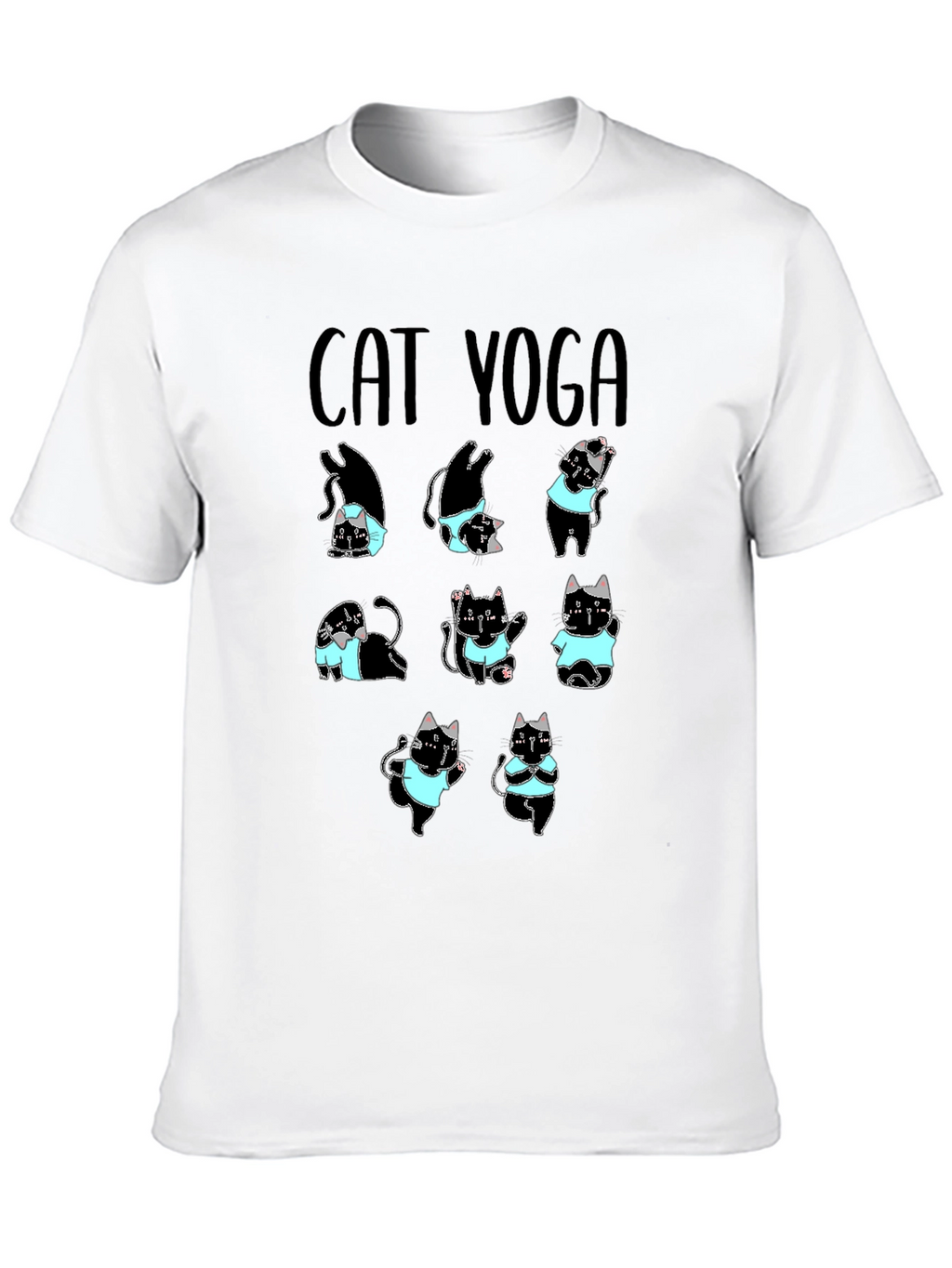 Cat Yoga T-Shirt Black Cotton Tee
